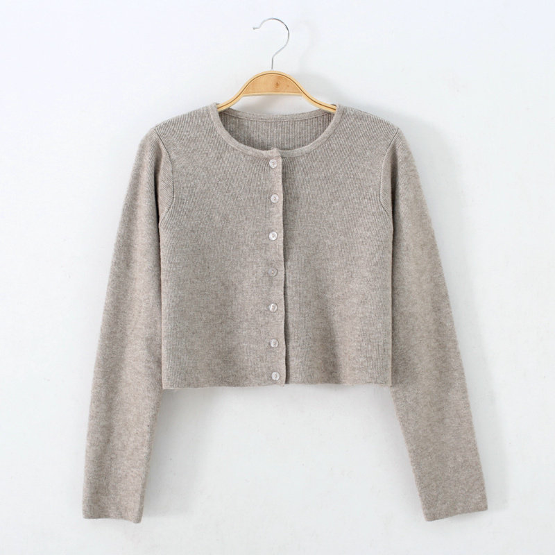 泫雅风超短款针织开衫外套女2024春秋新款圆领单排扣高腰毛衣上衣,女装/女士精品,毛衣,淘宝优惠券,粉丝福利购,淘宝优惠卷