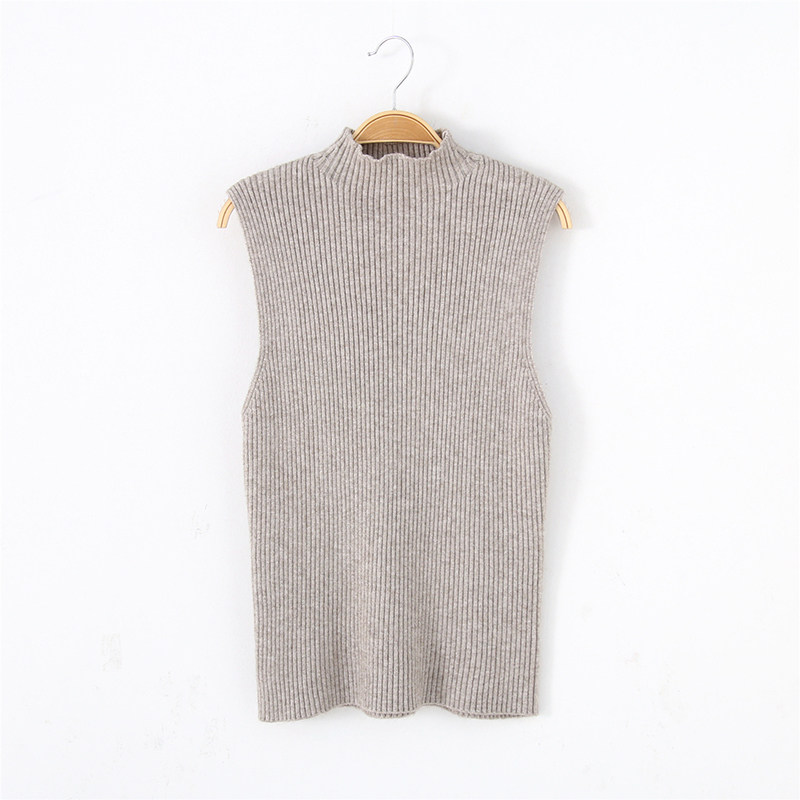 半高领毛衣背心女秋季新款短款坎肩修身显瘦打底针织无袖马甲上衣