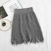 高腰流苏包臀裙女2020秋季 显瘦百搭毛线超短裙 修身 新款 韩版