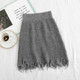 高腰流苏包臀裙女2020秋季 显瘦百搭毛线超短裙 修身 新款 韩版