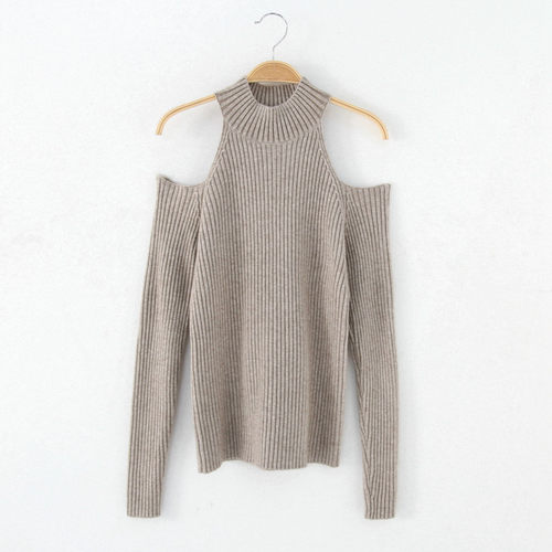 露肩早秋新款修身性感长袖针织衫