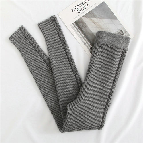 针织灰色打底裤外穿女秋冬新款加厚螺纹内穿紧身显瘦九分裤小脚裤