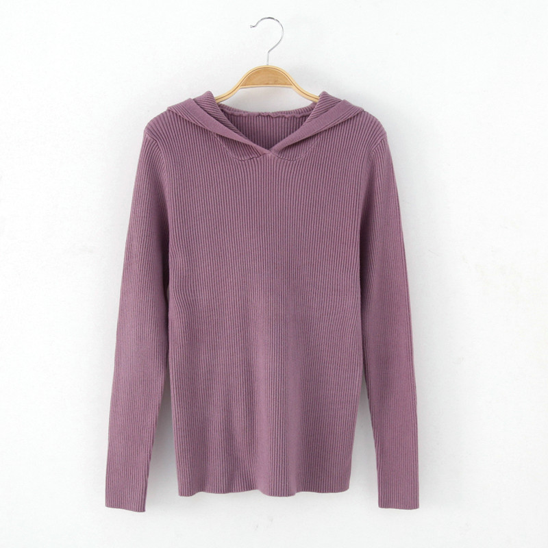 连帽套头毛衣女2020秋季新款修身显瘦chic针织外搭纯色上衣长袖