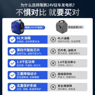 隆鹏24v直流遥控发电机自启停驻车空调小型汽油静音货车电瓶充电