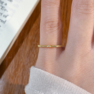 高级感超窄版单钻双层纯银S925戒指冷门尾戒小指女小拇指3