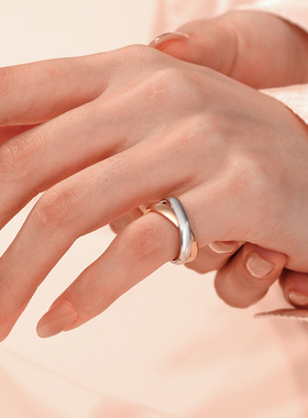 高版本双环双色戒指可尾戒3号4码