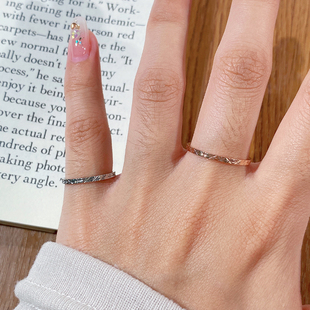 小众个性细版米字戒指窄版尾戒女小指男小尺寸小拇指极小2号开运