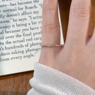 超窄版单钻双层戒指纯银925尾戒小指女细版关节小拇指特小