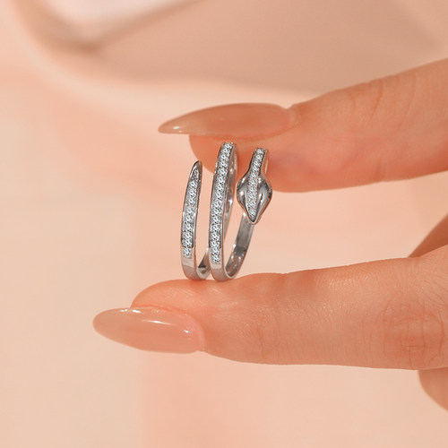 满钻蛇戒蛇形蛇骨蛇戒指