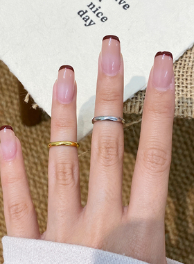 18K玫瑰金色素圈小拇指骨节戒指