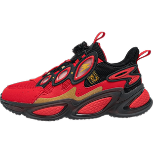 361童鞋男童网面旋钮运动鞋儿童防滑红色跑步鞋2025秋季K72413802