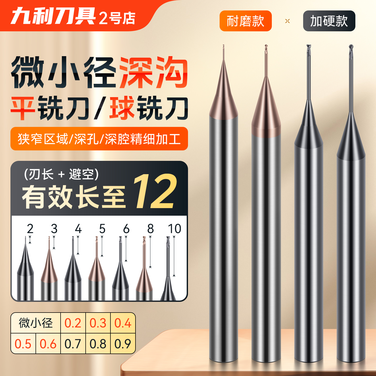 55度小径铣刀平底深沟0.1至0.9