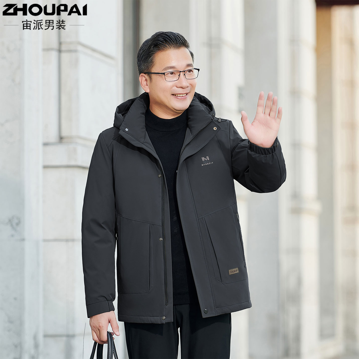 冬季中年男士加厚爸爸保暖羽绒服