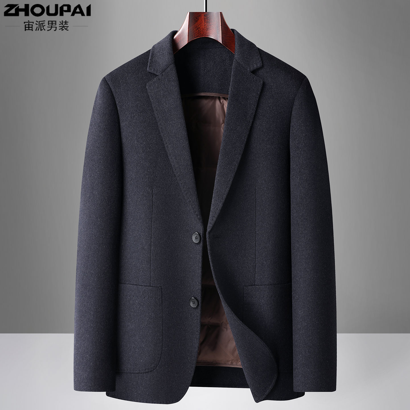 中老年男士爸爸休闲羽绒西服外套