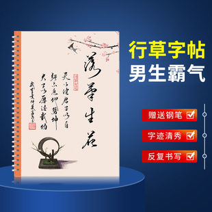 行草书法字帖练字成年男凹槽练字本手写体行书大学生女生漂亮字体霸气行书练习写字贴21天速成练字神器行楷临摹钢笔成人硬笔练字帖