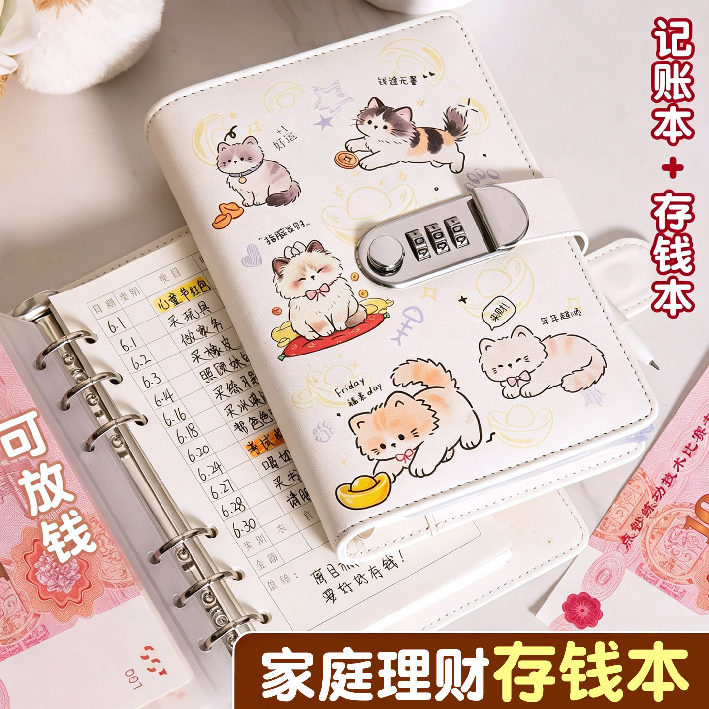 活页现金存钱本可放只放钱一万元收纳袋大容量2026新款防水钱钞人民币收藏册存钱夹钱册儿童纸币钱币存钱袋