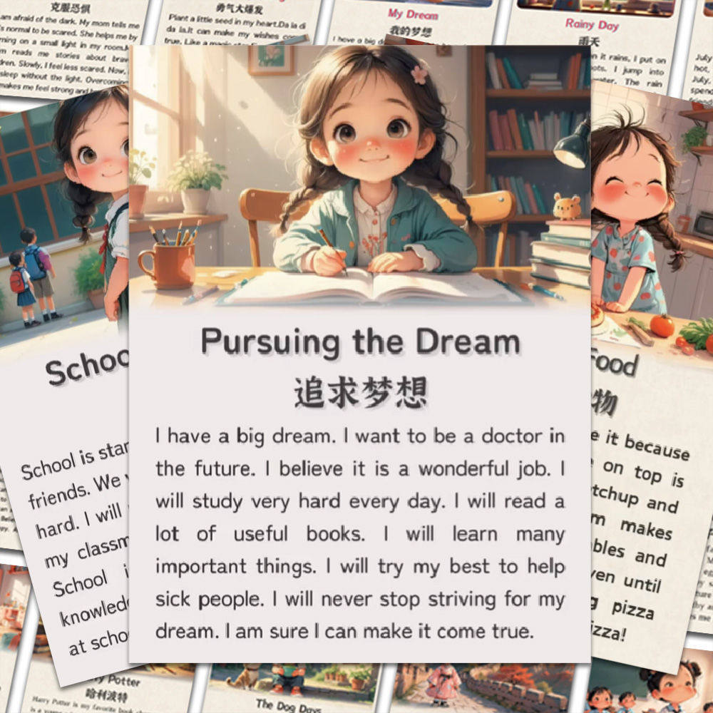 50张创意少儿英语早读启蒙学习贴纸经典英文写作阅读启蒙装饰diy