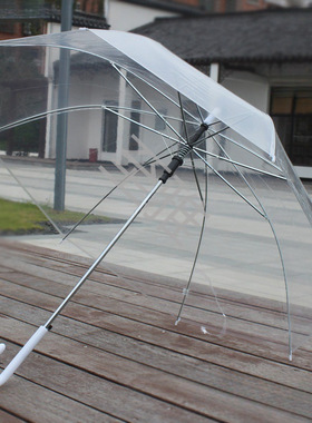 长柄雨伞防晒防紫外线小清新女透明小学生黑色仙女男生简约单人网