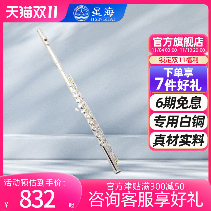 星海长笛儿童学生镀银长笛16孔C调带E键XF-100开闭孔初学考级长笛怎么看?