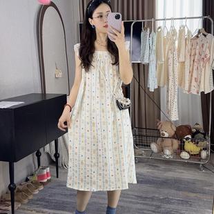 2025夏季新款A类母婴棉纱睡裙飞袖可爱纯棉家居服睡衣中长款裙夏