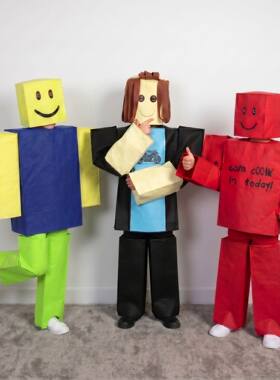 万圣节儿童Roblox游戏cos服 Noob方块人派对表演演出服装游戏同款