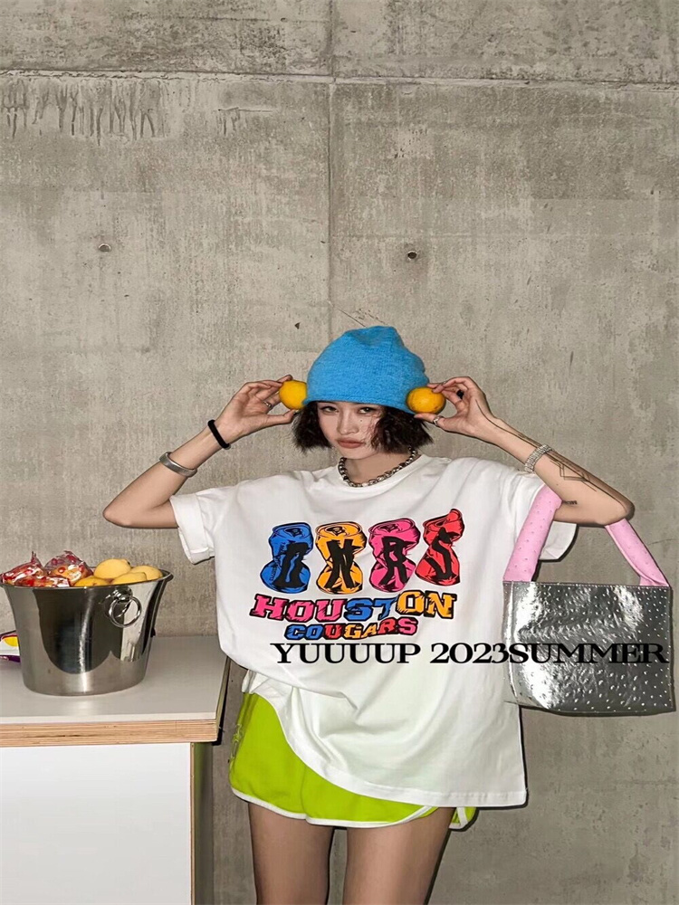 短袖通勤薄款印花纯棉女装饮料瓶