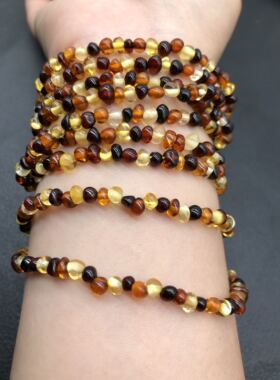 天然琥珀多宝随行手链颗粒