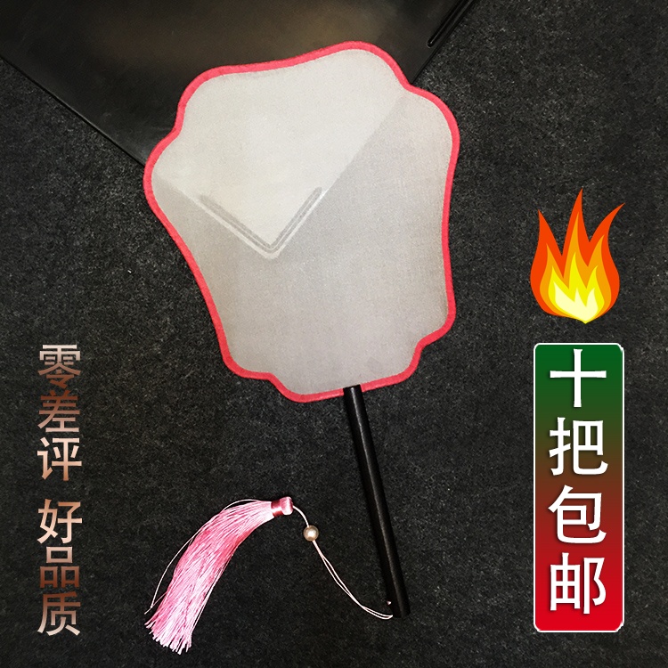 diy手绘古典黑檀木团扇刺绣
