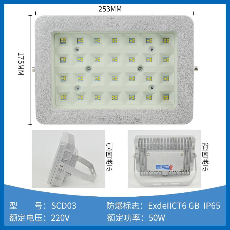 定制防爆三防灯50W工地照明防水防腐泛光灯仓库化工厂加油50W高配