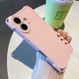 四角气囊挂绳适用苹果15手机壳iphone16promax女款小众14新款15pro硅胶13简约纯色12肤感软糯16防摔14pm软壳