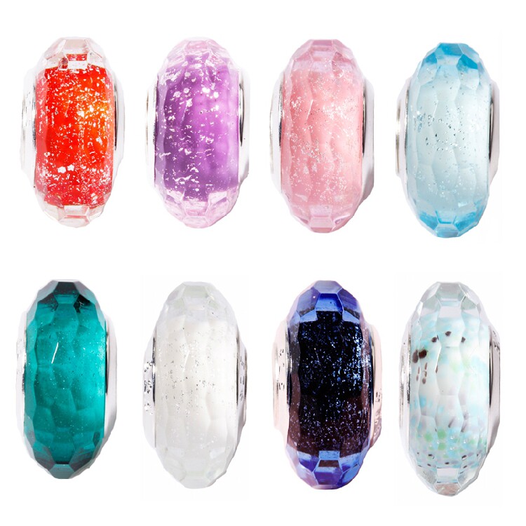 diy饰品配件 银星大孔琉璃珠子 金银珠宝搭档  高抛光宽边扣