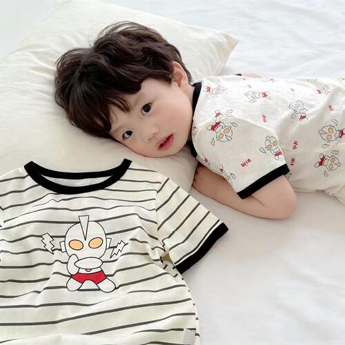 法国Anseola 2026新品儿童夏季舒适休闲百搭呼吸短袖圆领家居服