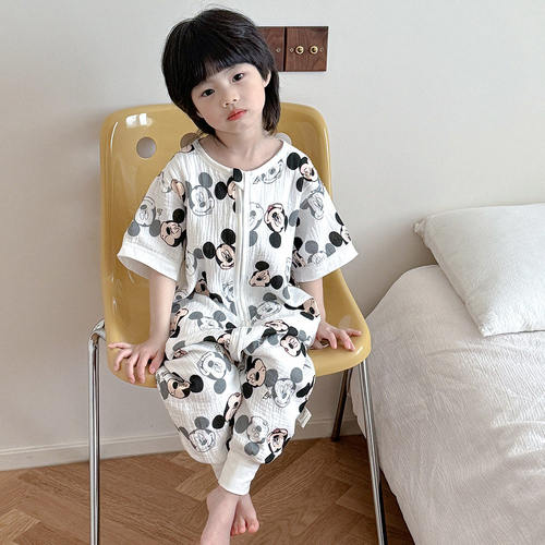 法国Anseola 25新品宝宝睡袋夏天空调夏季薄款纱布短袖婴儿防踢被