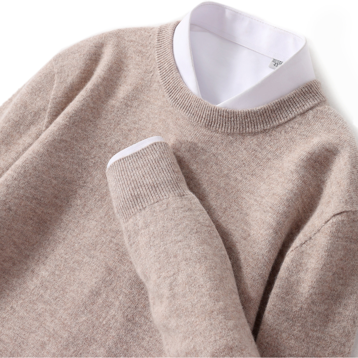 一线成衣100%纯羊毛衫男圆领薄款套头毛衣宽松百搭针织衫打底衫春