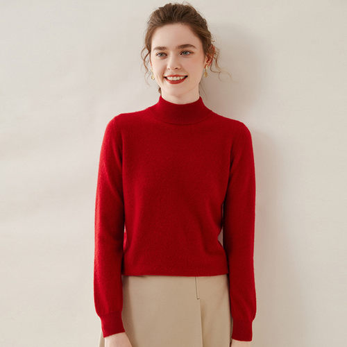 半高领100%纯羊毛衫女内搭毛衣冬