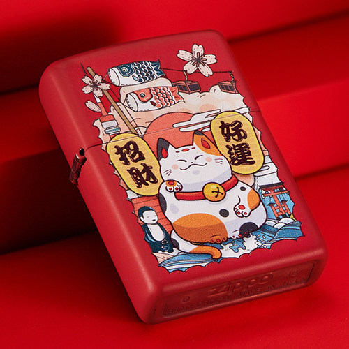 正品zippo打火机正版哑漆红生日