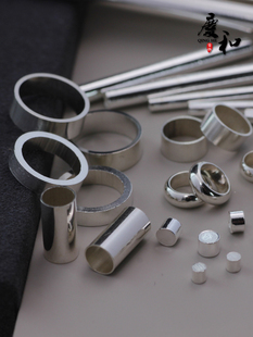 S925纯银管子朱砂贡星月菩提DIY配件管道银直管串珠木头手串镶嵌