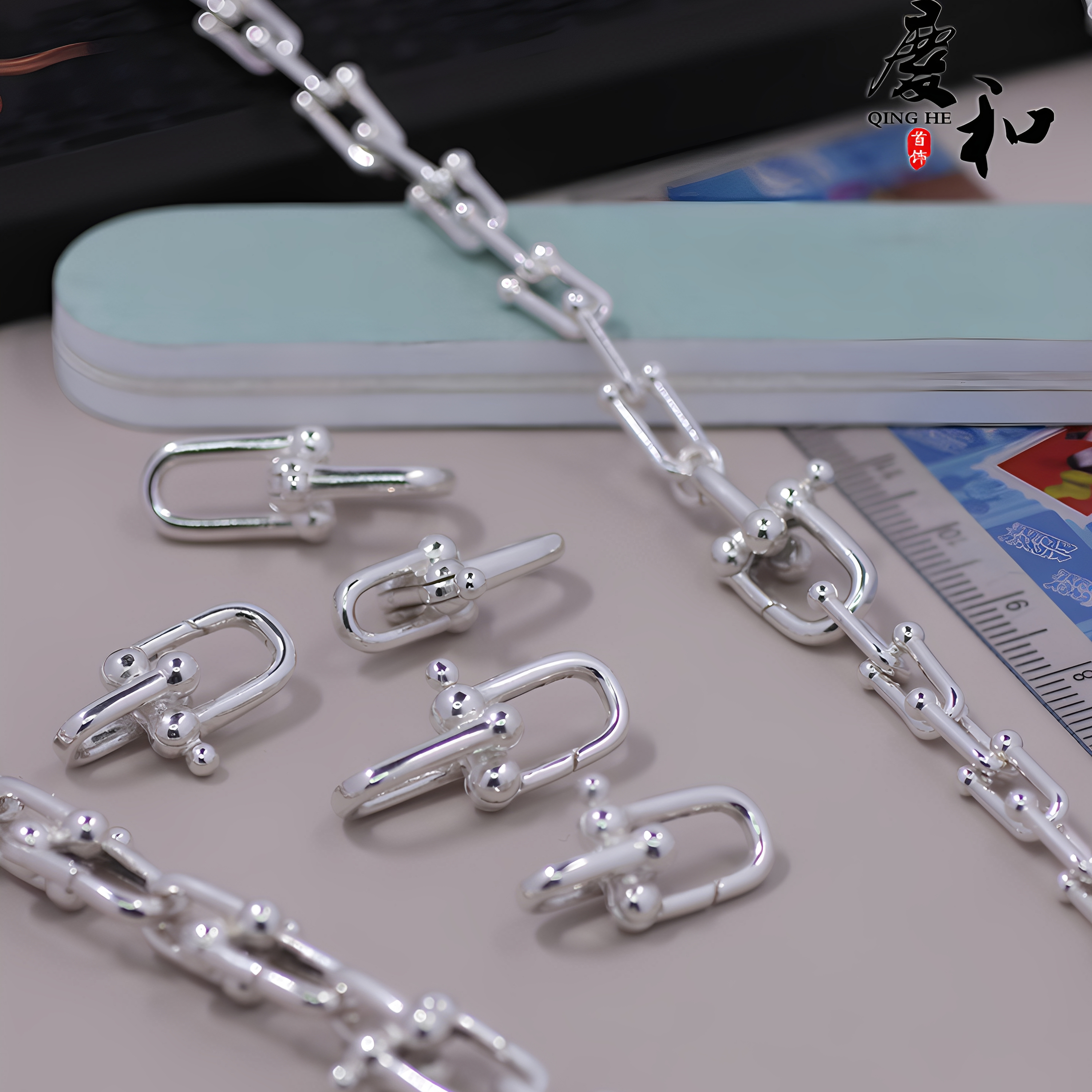 S925纯银马蹄扣手工配件小众搭扣