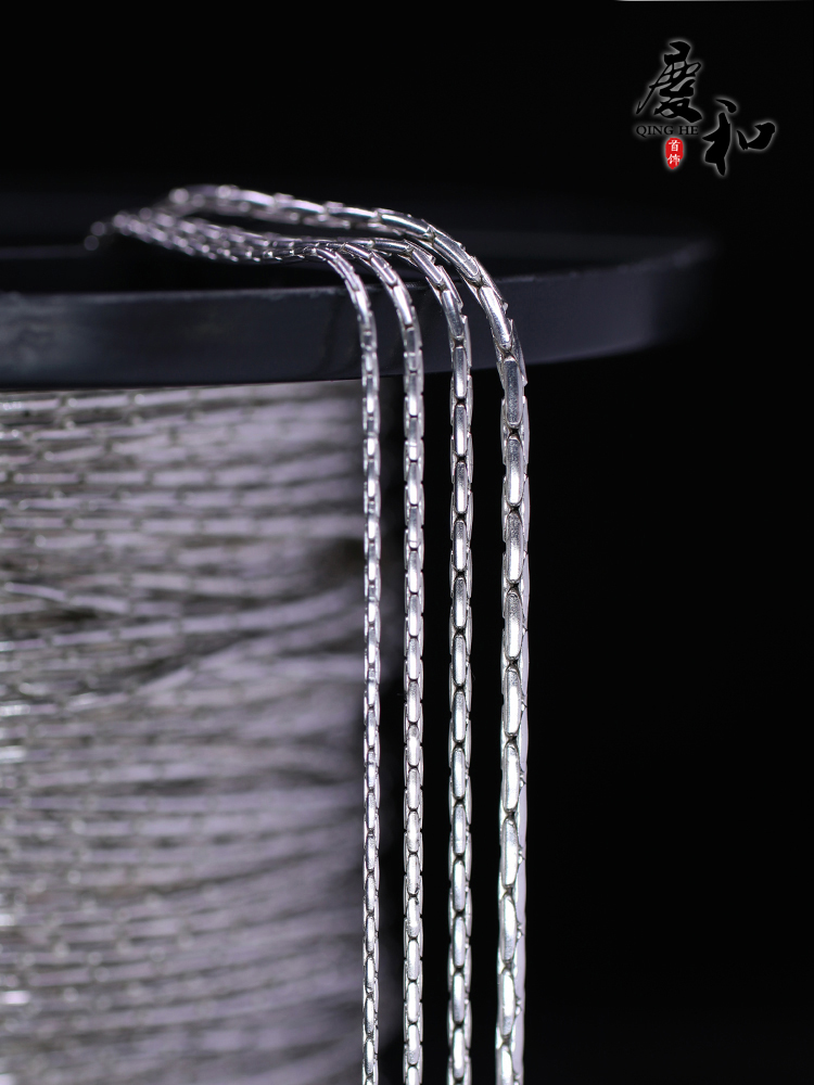 纯银锁骨链圆十字链折不断的骨链