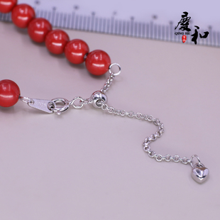 抽拉式 红玉髓翡翠水晶 尾链 diy手工配件串珠 S925纯银调节延长链