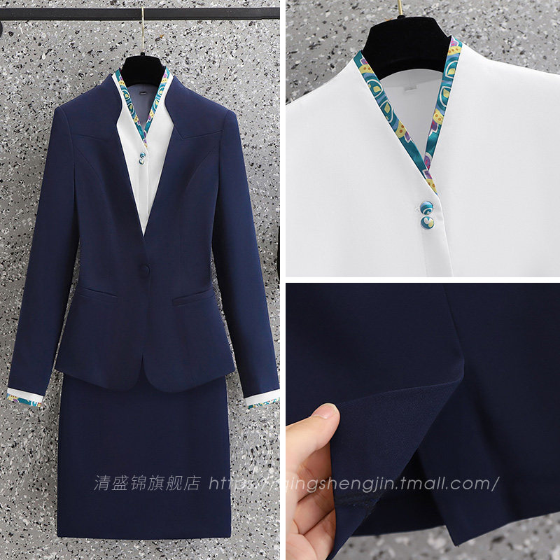 无领西装外套女春秋小个子休闲短款韩版收腰西服正装气质职业套装