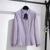 Single piece 050 long -sleeved gray strip shirt