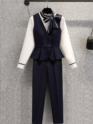 高端职业装女春夏空姐制服美容院美容师酒店前台珠宝店工作服套装