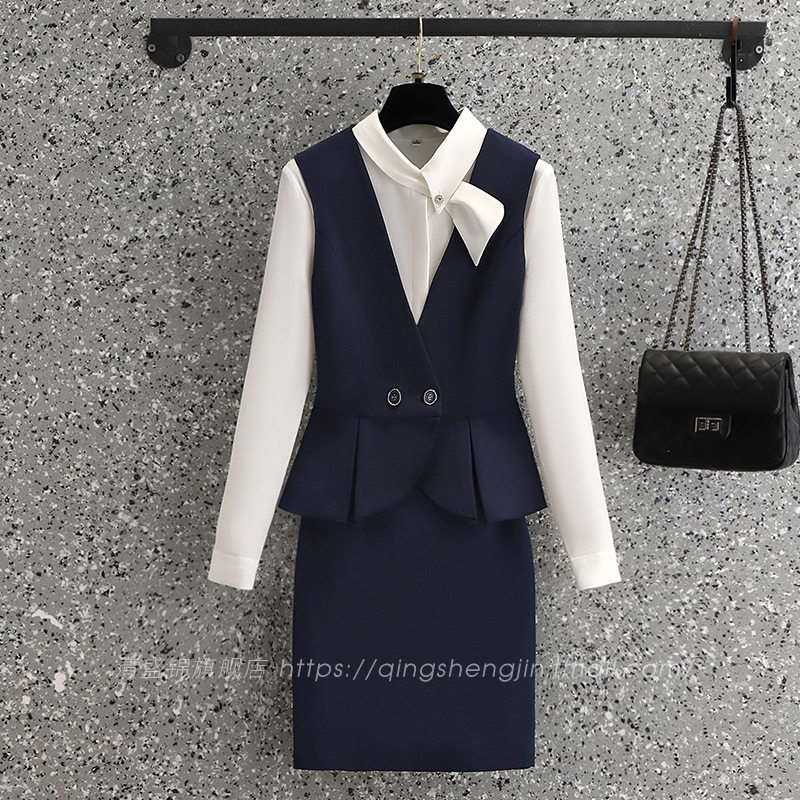 前台接待工作服女酒店服务员工装公务员面试商务职业套装空姐制服