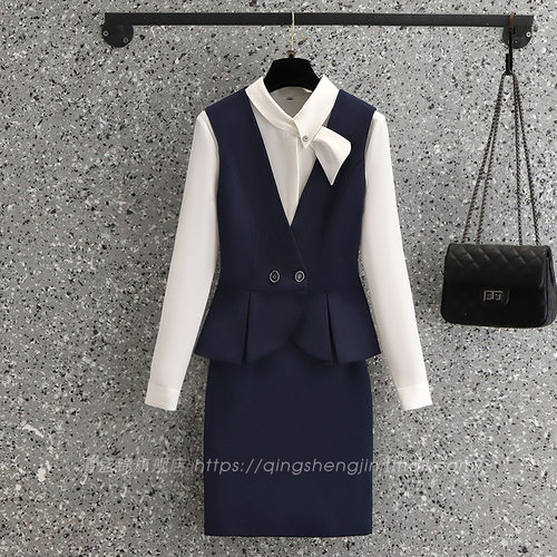 前台接待工作服女酒店服务员工装公务员面试商务职业套装空姐制服