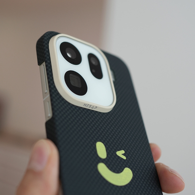 阿慕良品 MESAP 纤影适用于 OPPO Find x9 Pro 笑脸眨眼凯夫拉芳纶纤维超薄个性原创设计撞色手机保护壳磁吸