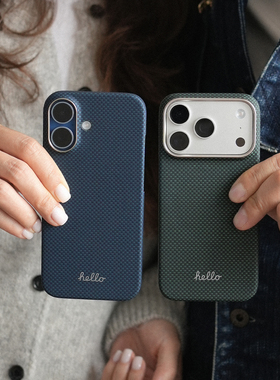 阿慕良品MESAP 纤影系列超轻芳纶纤维凯夫拉个性HELLO社交时尚简约手机壳适用于iPhone17PROMAX