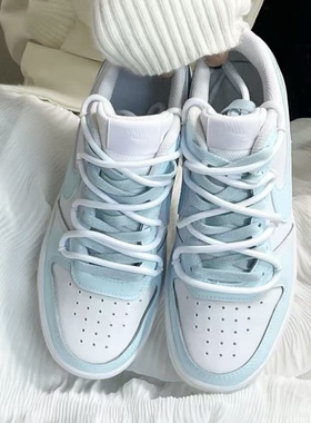 定制球鞋 NikeCourtBorough 2 碧落云歌 低帮 板鞋 男女同款 蓝白