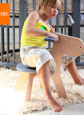 soerer幼儿圆婴童木质卡通凳子北欧风格彩色创意简约小鹿宝宝凳子