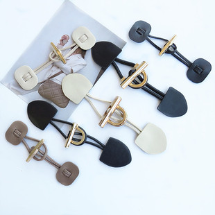 金属皮扣黑色皮草羊绒大衣皮质对扣羊羔毛外套毛衣装饰皮纽扣配件